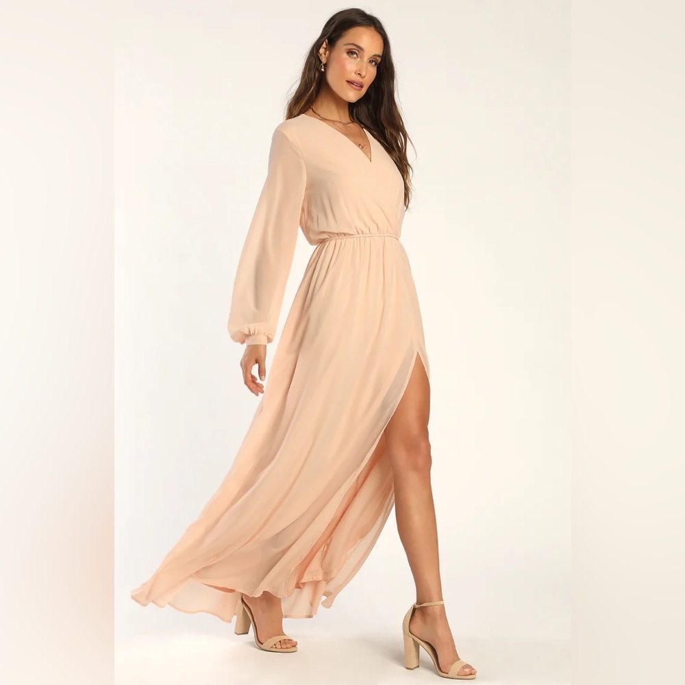 Lulus blush long sleeve maxi dress